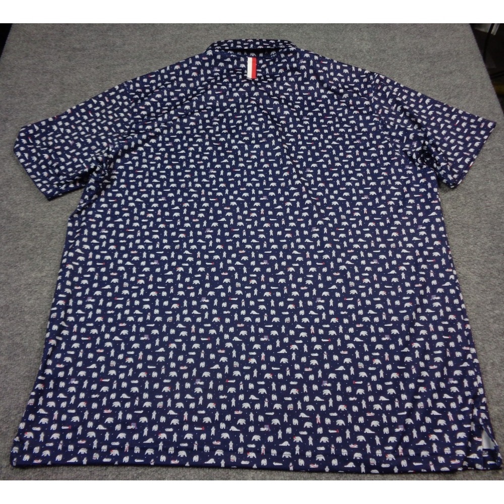Rhoback Polo Shirt Mens 3XL Blue Performance Polar Bears AOP Golf - Picture 3 of 11